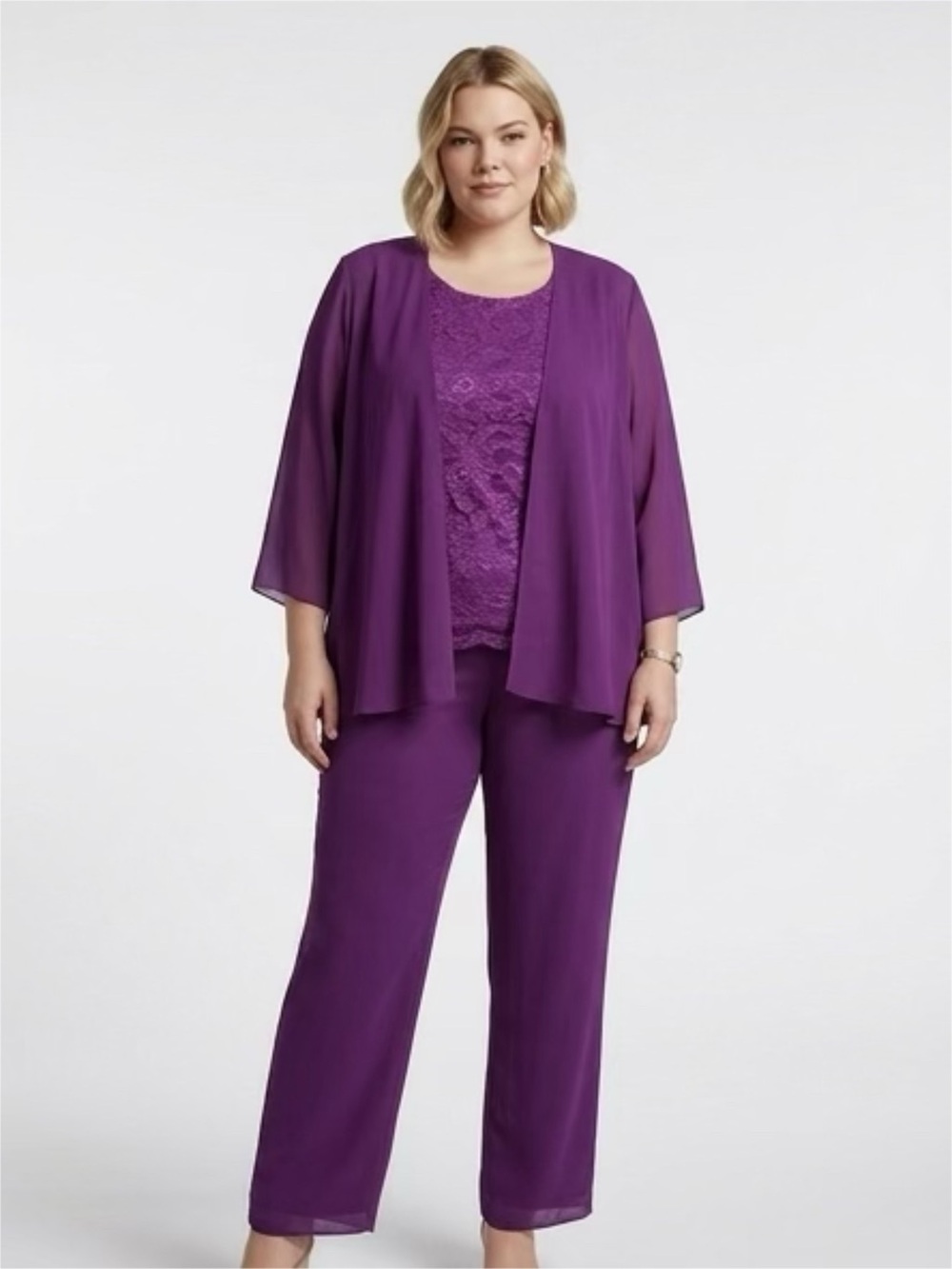 Handmade Suit - Lace top, kimono and pant set. Size 24 , 2x